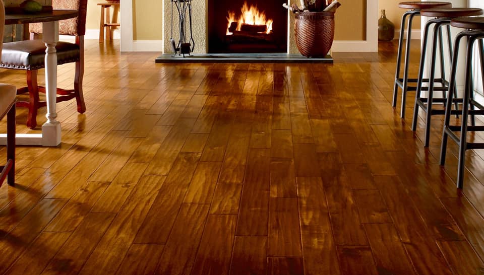 Polished hardwood flooring
